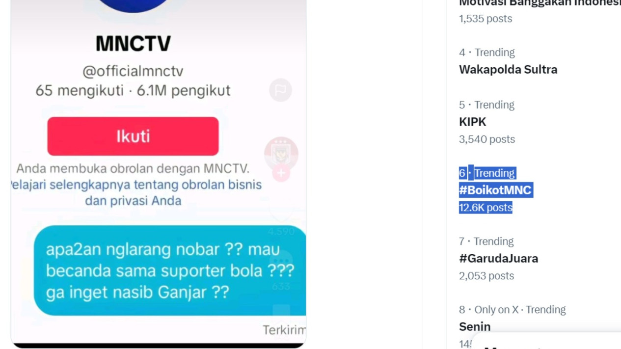 Heboh Tagar "Boikot MNC" Membahana di Media Sosial, Saham Dua Emiten  Grup Media MNC Justru Naik Hingga 1,32 Persen
            - galeri foto