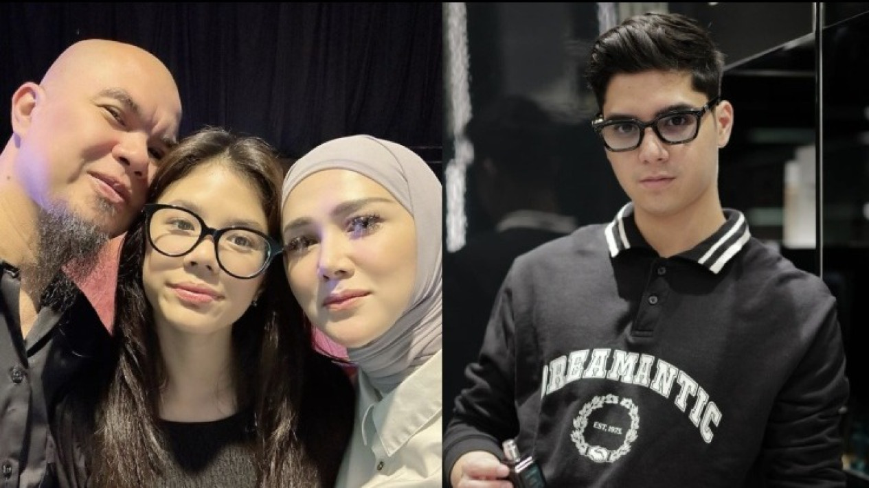 Al Ghazali dan Ahmad Dhani beserta ibu sambungnya Mulan Jameela